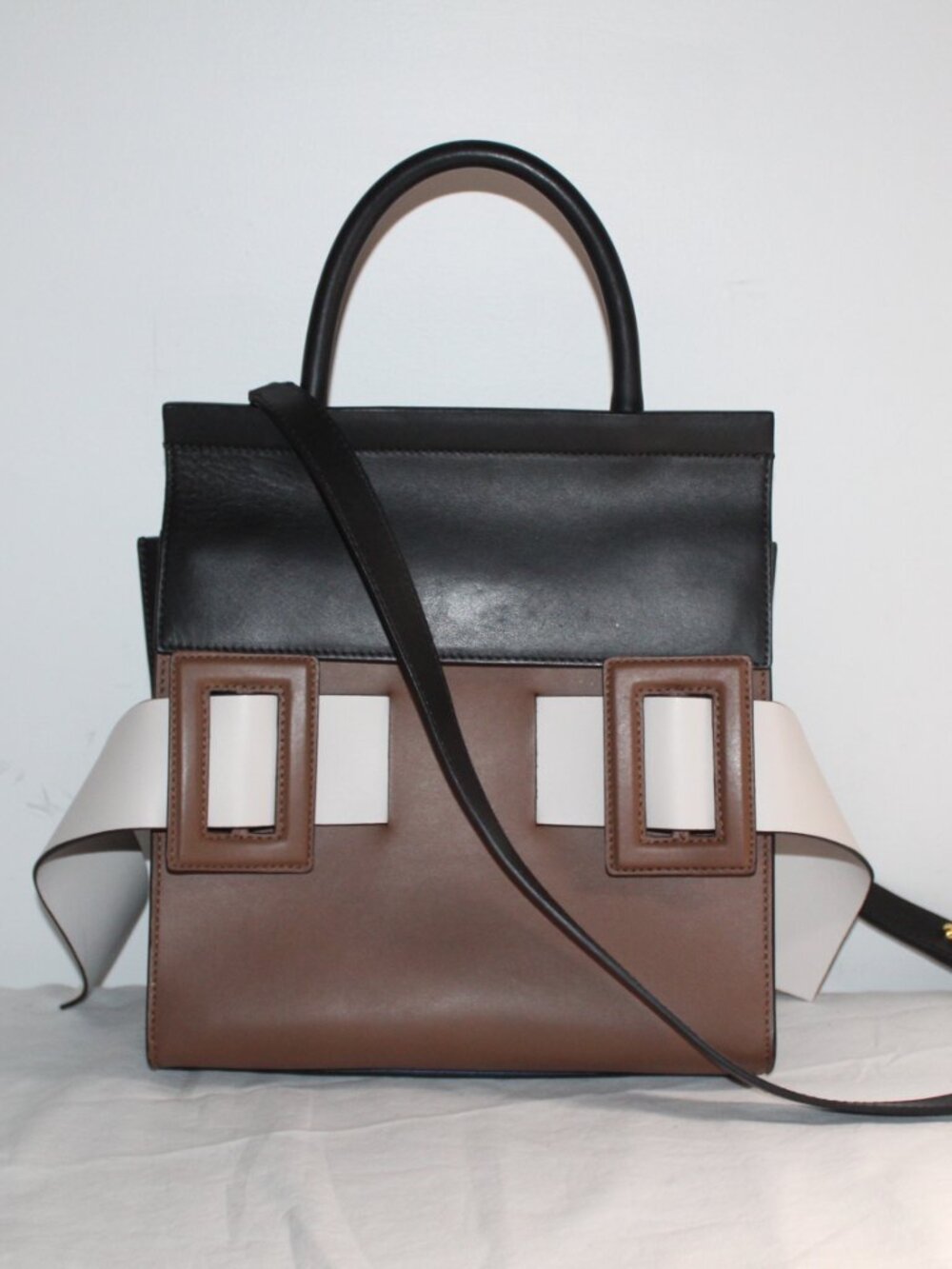 MARNI Colorblocked Shoulder Bag Bucket Bag Gold Brown Top Handle